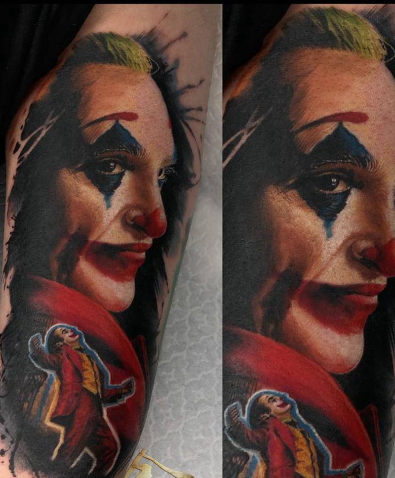 小丑纹身图片_欧美写实纹身图案