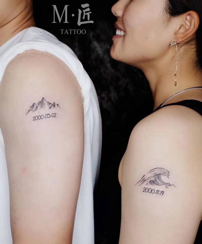 情侣纹身纹身图片_手臂New School情侣纹身图案