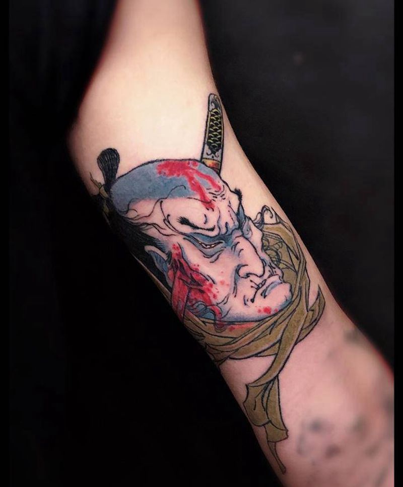 生首纹身图片_日式纹身图案