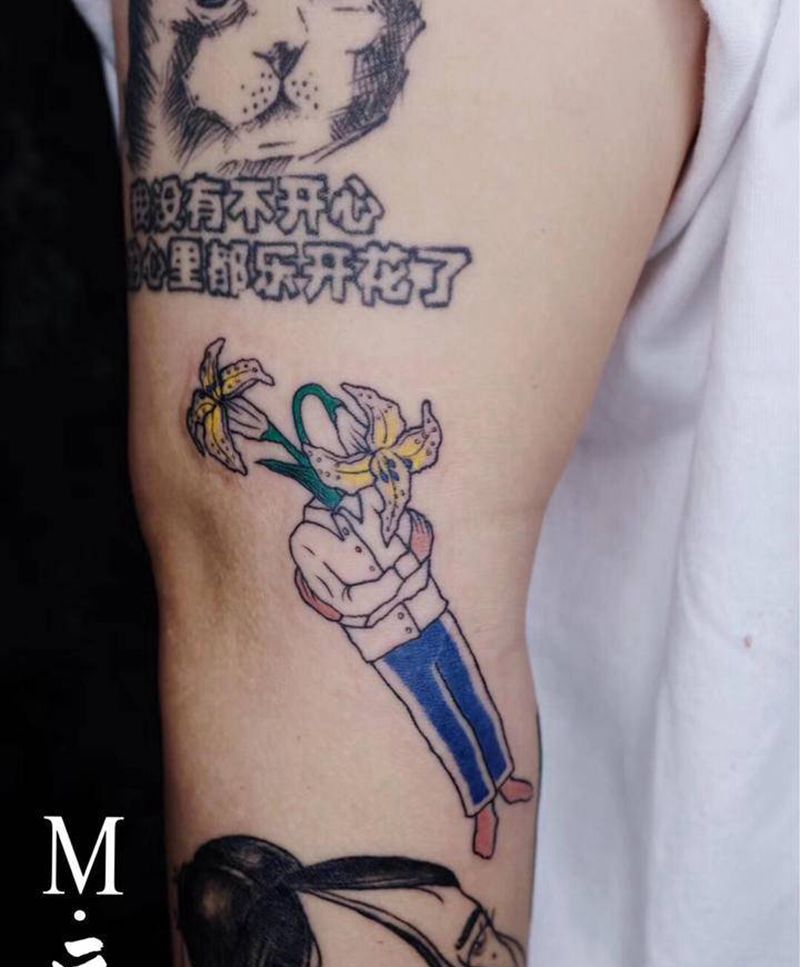 flower man纹身图片_手臂New School花人纹身图案