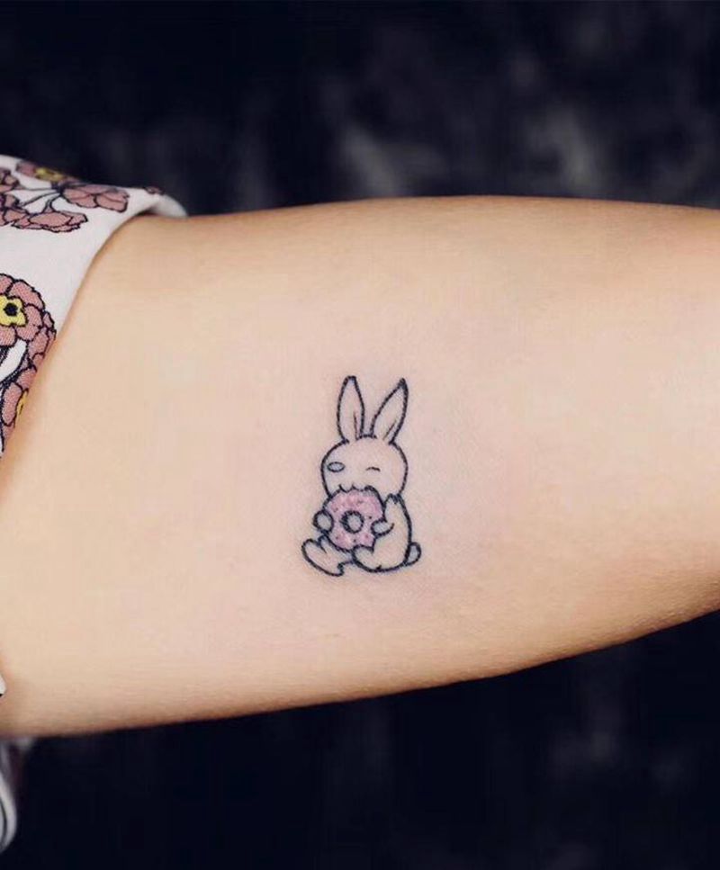兔子纹身图片_手臂New School兔子纹身图案
