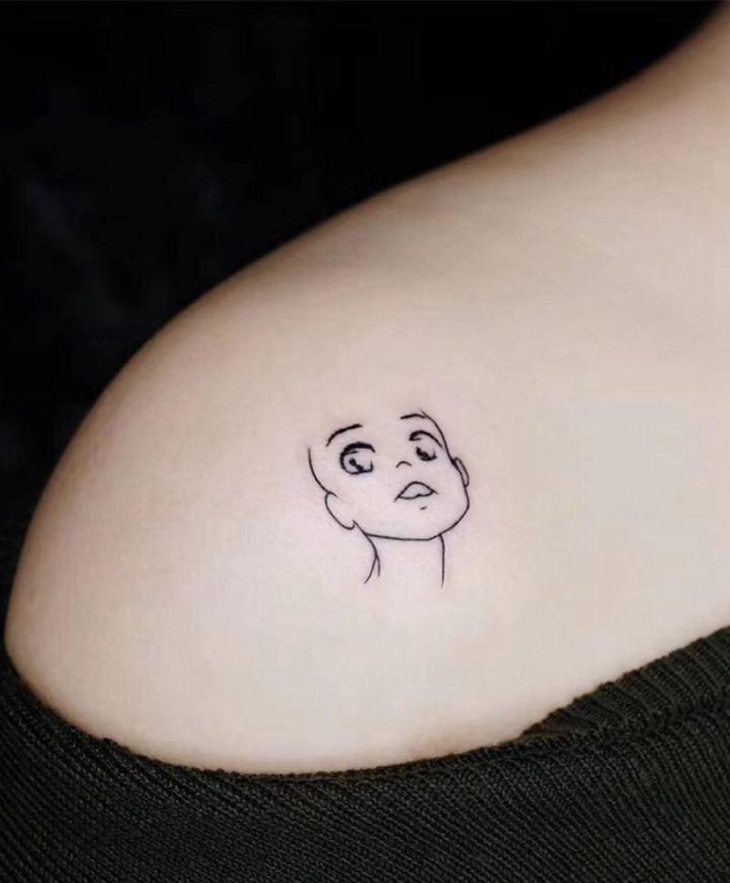 动漫表情纹身图片_肩部New School动漫表情纹身图案