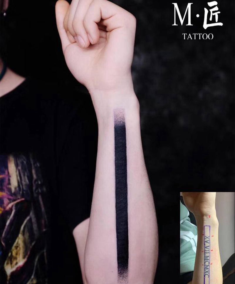 纹身遮盖纹身图片_手臂水墨遮盖纹身图案