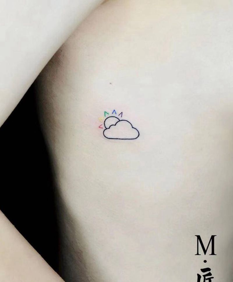 晴转多云纹身图片_腹部几何小清新纹身图案