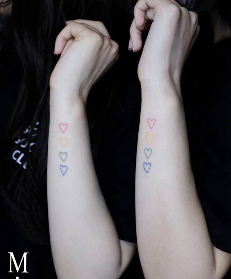 心纹身图片_手臂几何心纹身图案