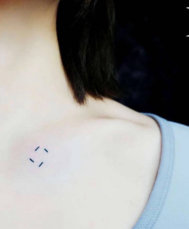 小清新纹身纹身图片_胸部几何小清新 线条简单纹身图案