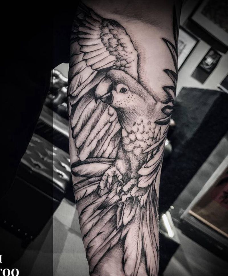 鹦鹉纹身图片_手臂纹身图案