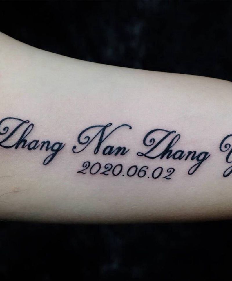文字纹身纹身图片_手臂花体字线条字母文字纹身图案