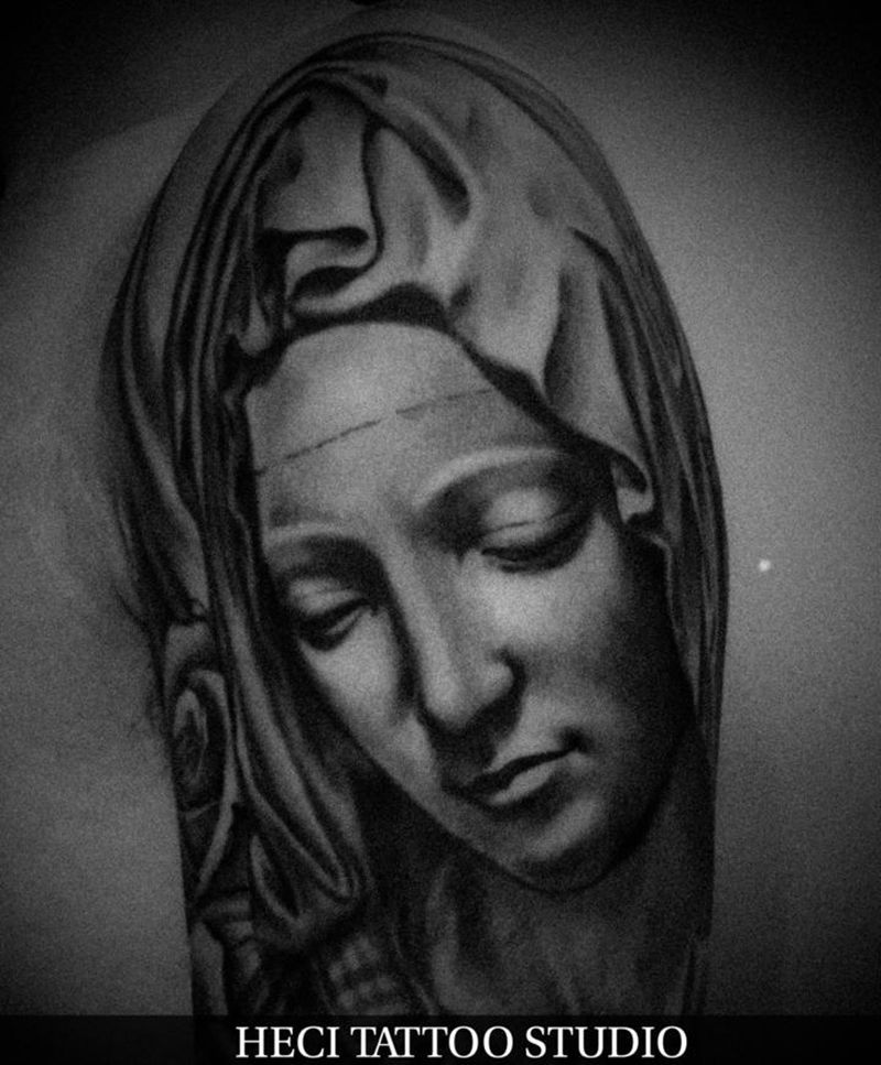 圣母纹身图片_手臂纹身图案