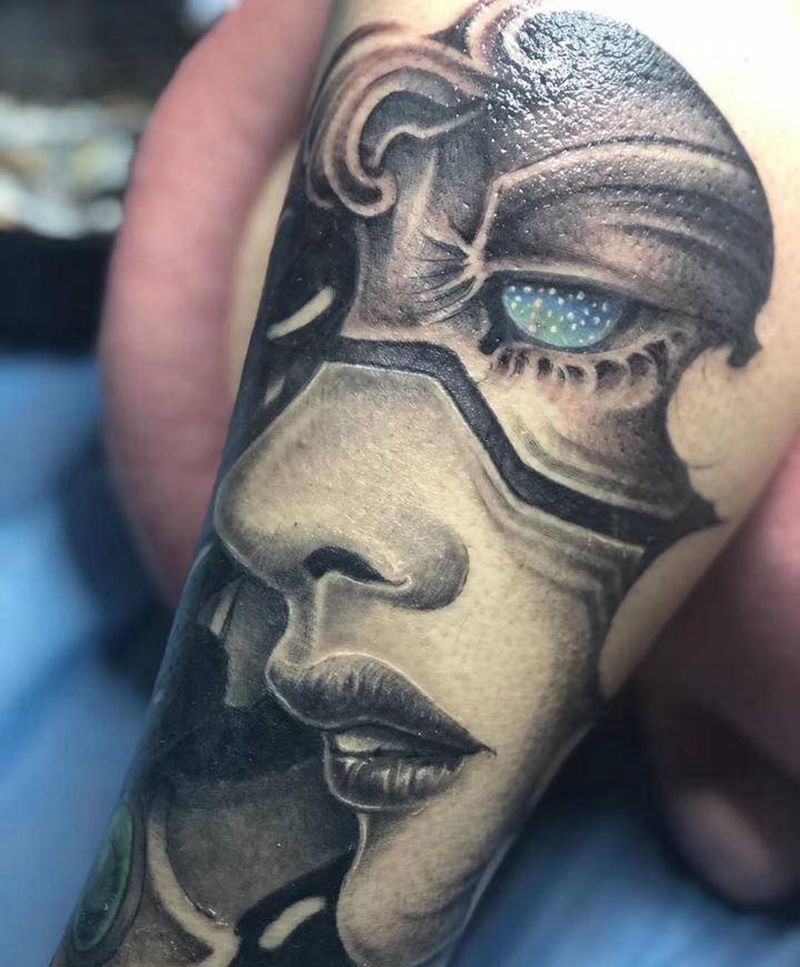 参赛作品《双子重生》纹身图片_腿部欧美写实纹身图案