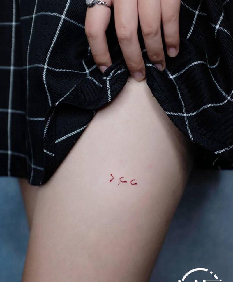 小清新 日文 纹身纹身图片_腿部几何水彩线条日文小清新纹身图案