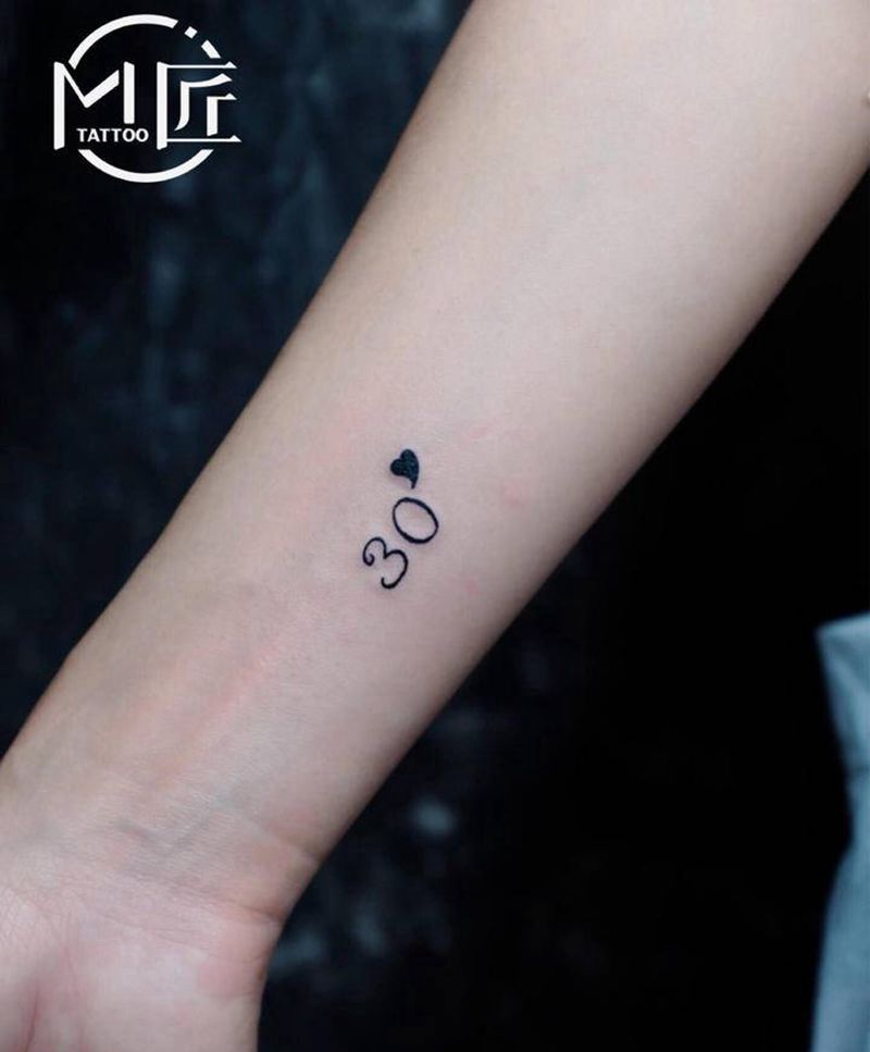数字纹身纹身图片_手臂花体字数字线条小清新纹身图案