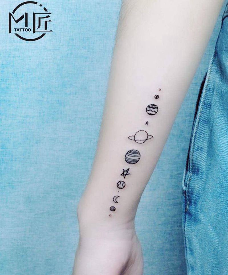 星球纹身纹身图片_手臂几何星空星系小清新纹身图案