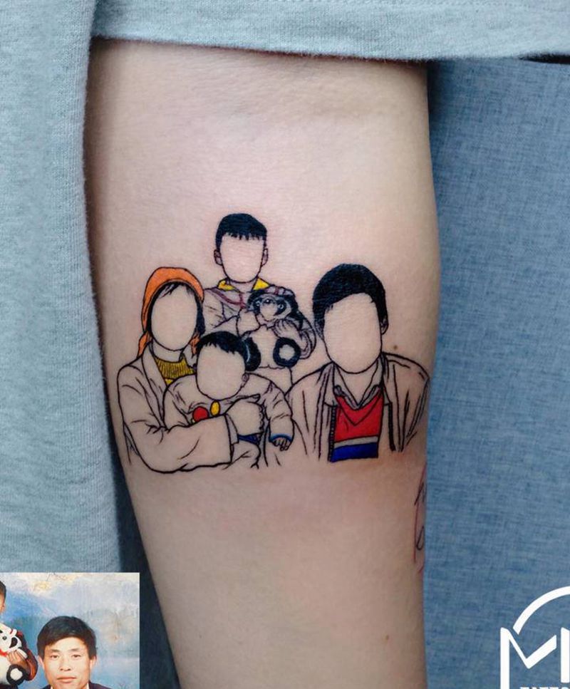 小线条人物纹身纹身图片_手臂纹身图案