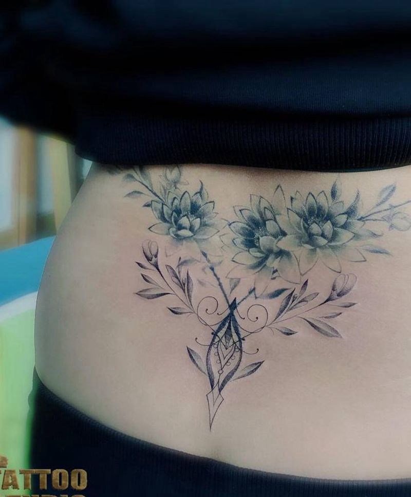 后腰纹身纹身图片_腰部点刺几何腰部添加纹身图案