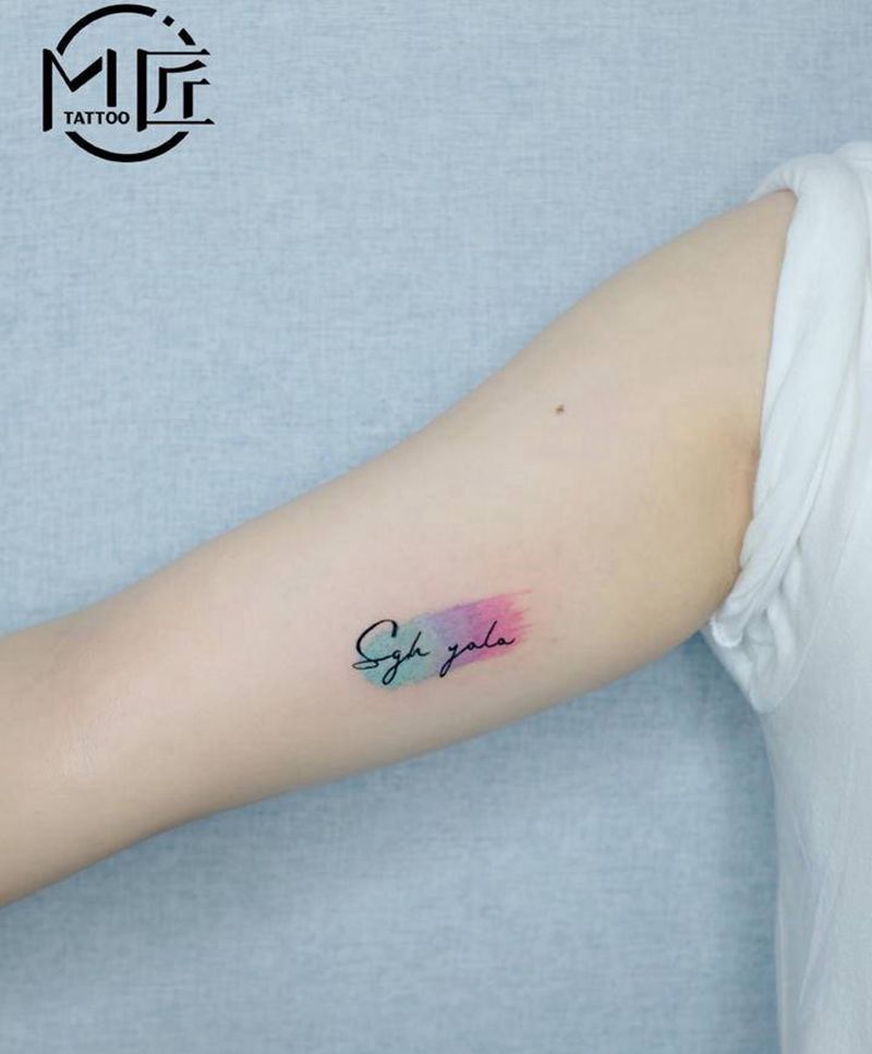 淡若一抹色彩纹身图片_手臂纹身图案