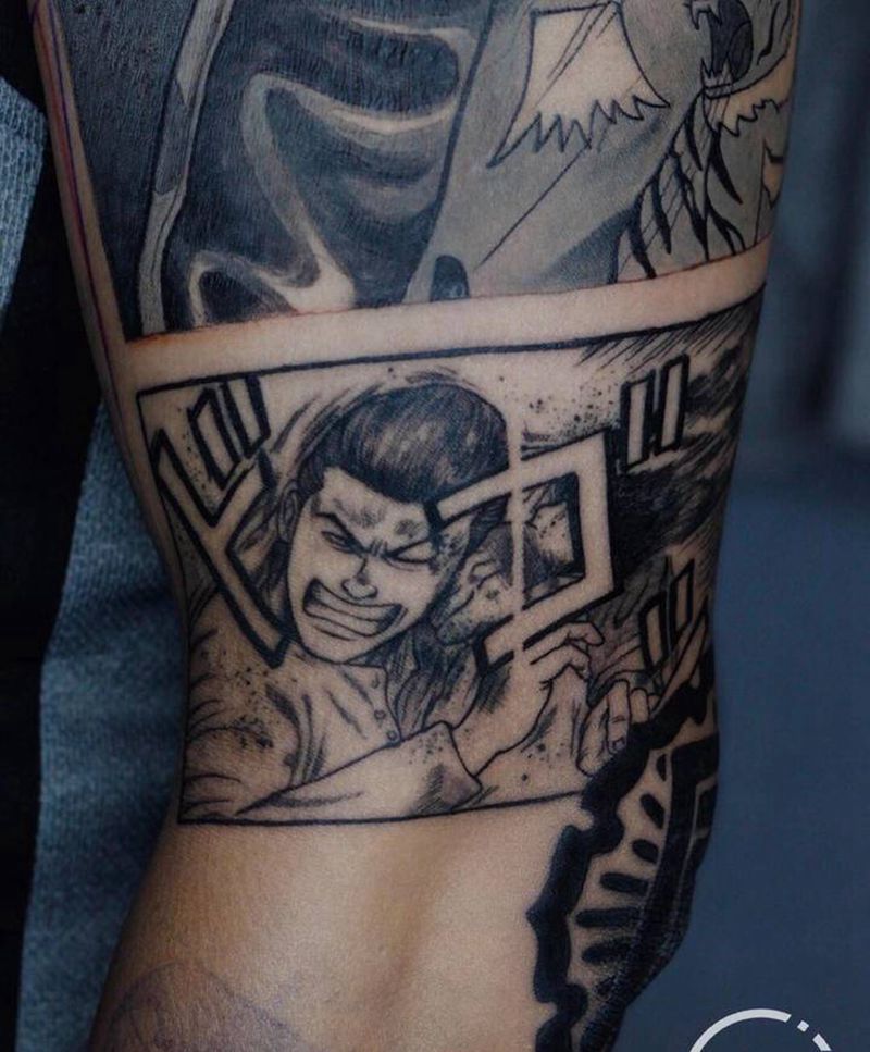 花臂〈热血高校〉2纹身图片_手臂几何动漫纹身图案