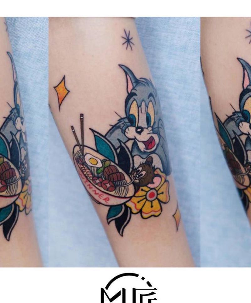 Tom&Jerry纹身图片_手臂Old School纹身图案
