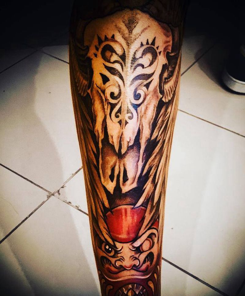 禹纹身图片_腿部纹身图案