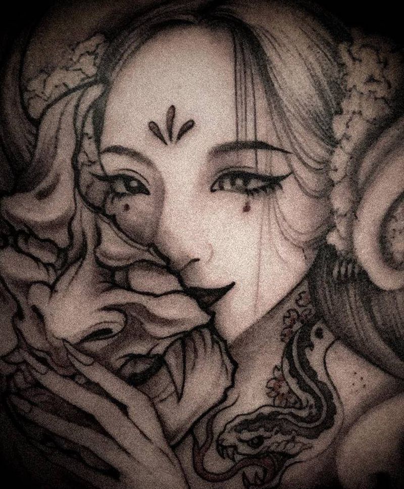 般若＋艺纹身图片_背部纹身图案