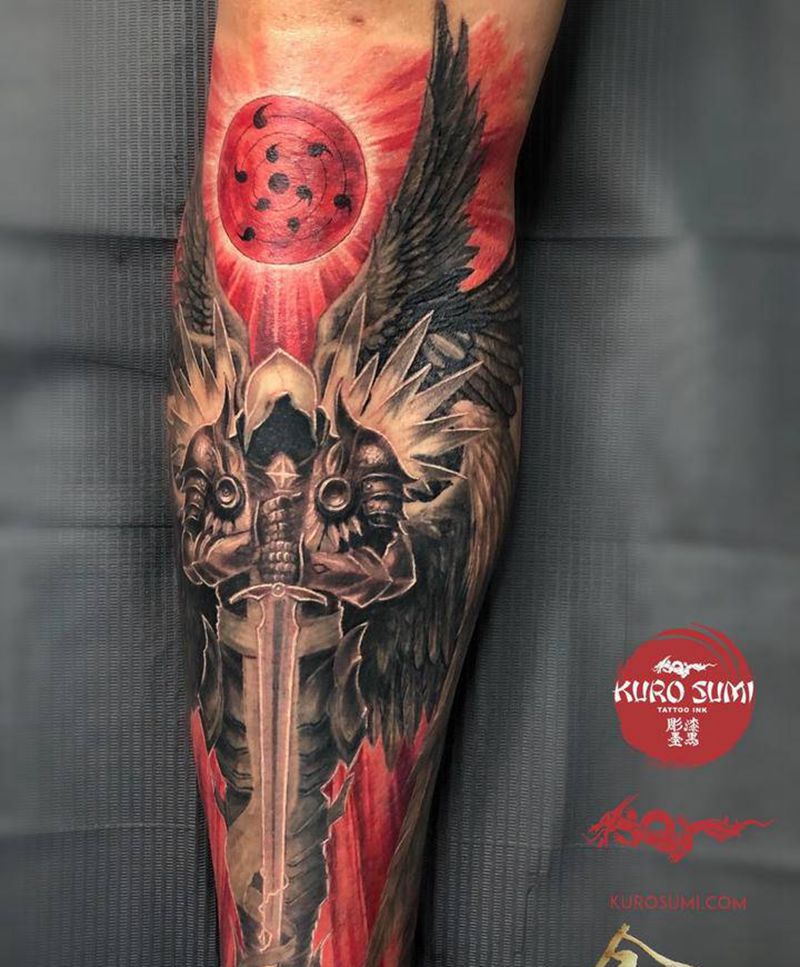 #暗黑破坏神纹身图片_腿部纹身图案