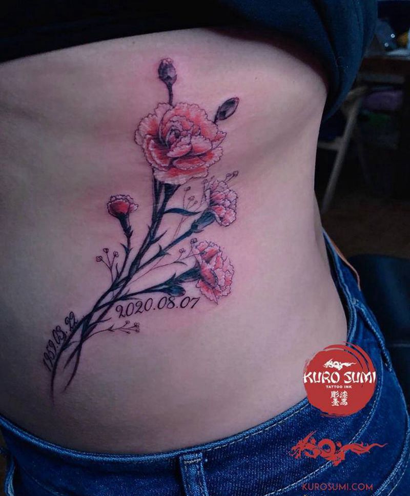 花纹身图片_腰部欧美写实纹身图案