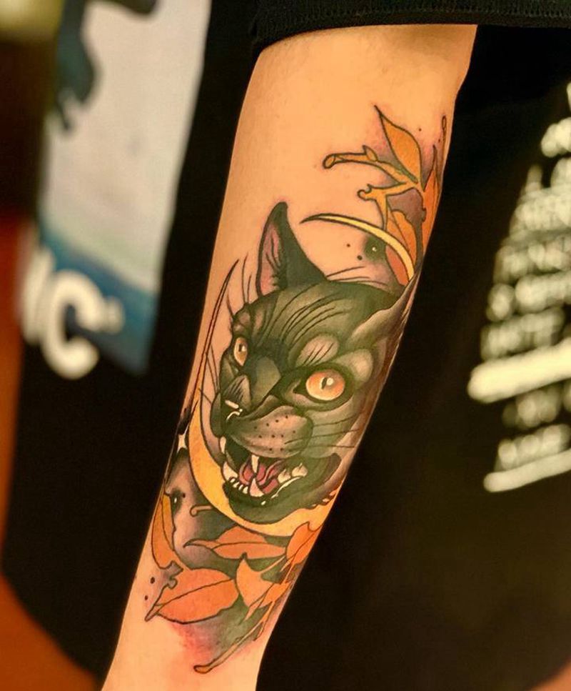 猫纹身图片_欧美纹身图案