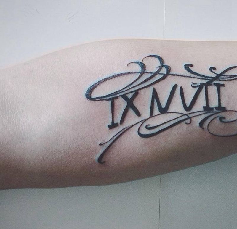 花体字纹身图片_手臂花体字纹身图案