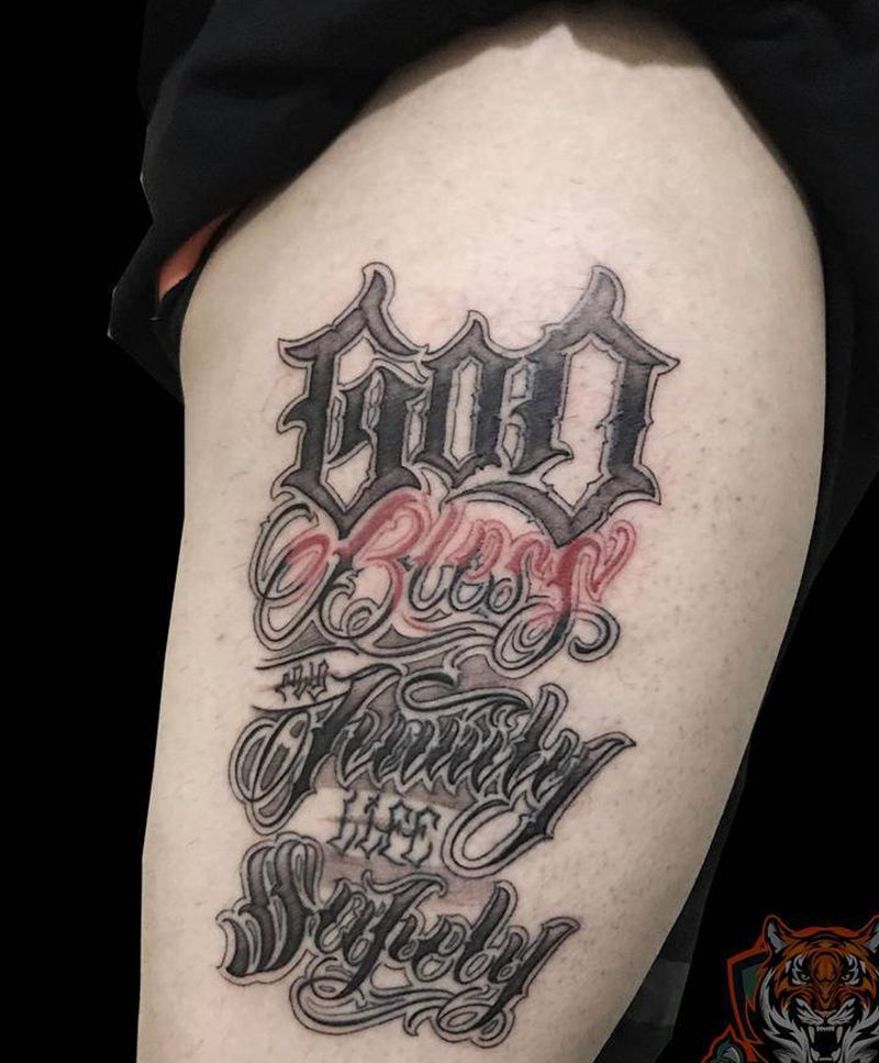 花体字纹身图片_腿部花体字花体字纹身图案