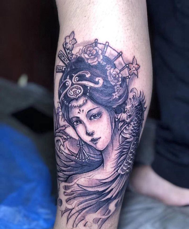 1纹身图片_腿部新传统纹身图案