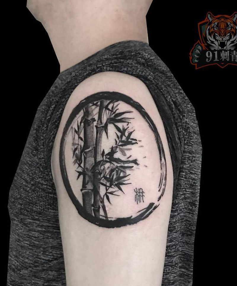 水墨画纹身图片_手臂水墨水墨画纹身图案