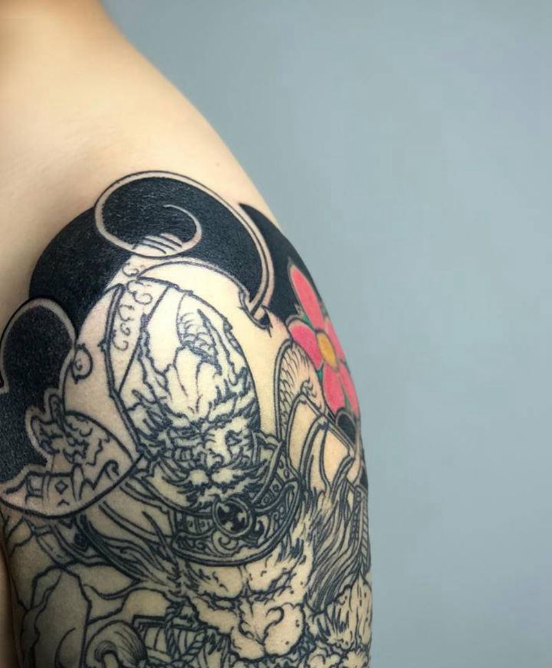 老传统花臂纹身图片_手臂肩部老传统Old School花臂纹身日式纹身传统纹身纹身图案