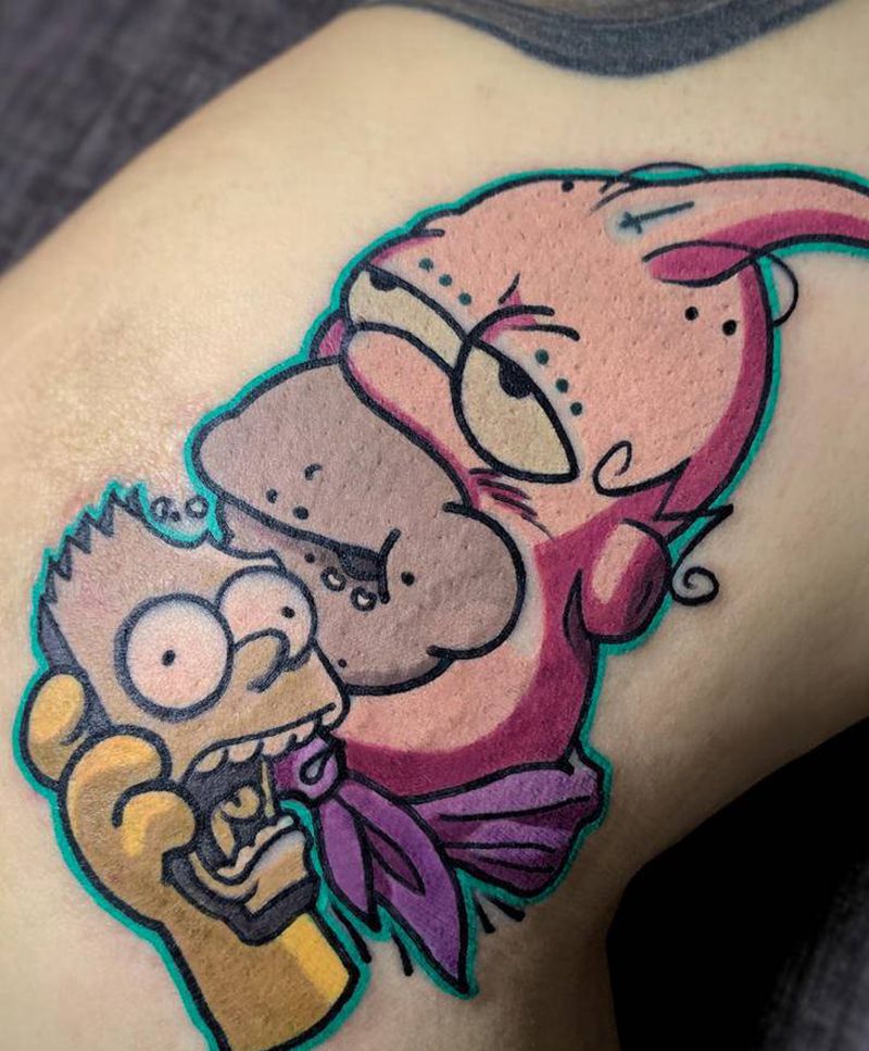 魔人布欧普森纹身图片_腿部New School七龙珠纹身卡通纹身辛普森纹身纹身图案