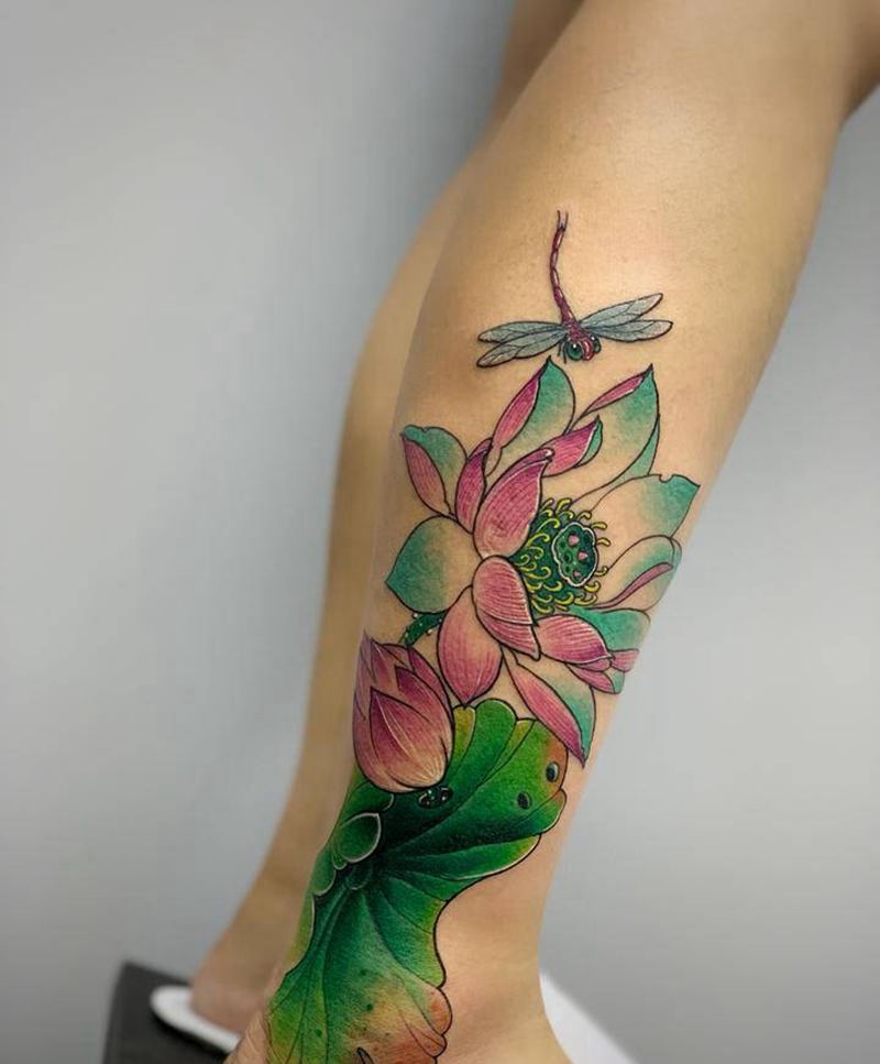 传统遮盖纹身图片_脚部腿部新传统水彩脚踝纹身遮盖纹身水彩纹身纹身图案