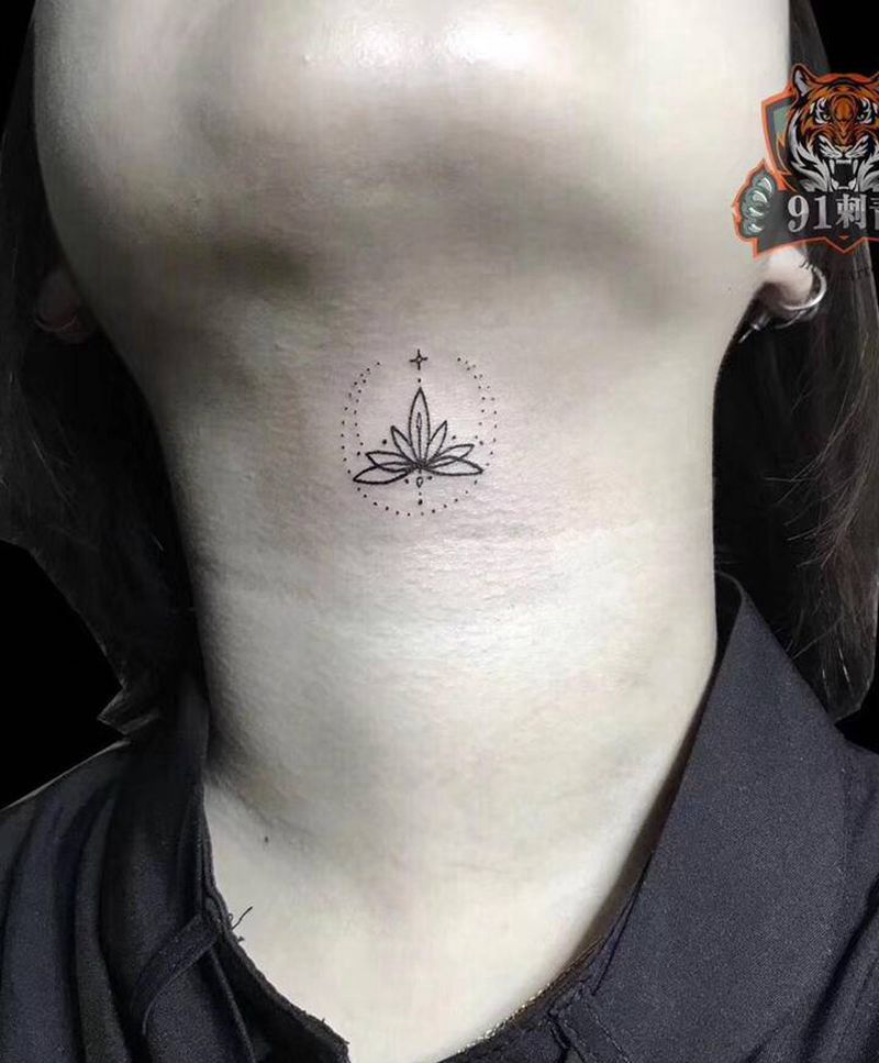 脖子纹身纹身图片_颈部几何点刺纹身图案