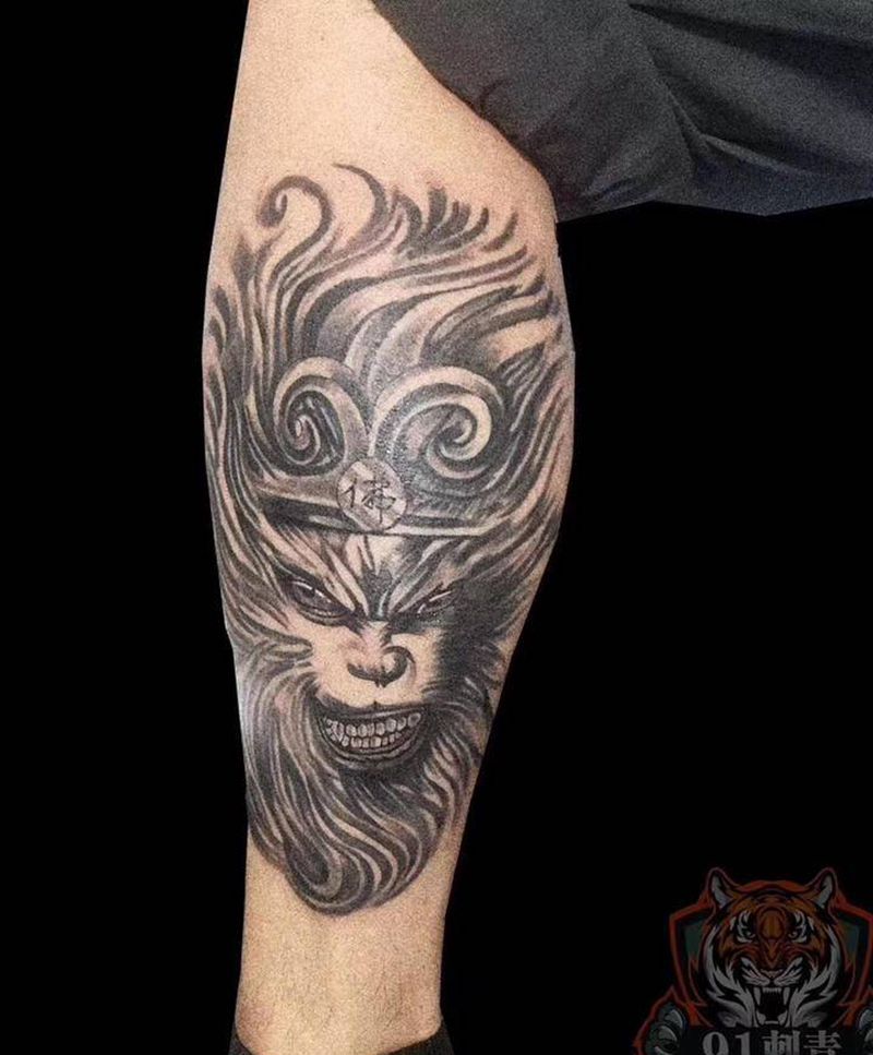 腿部纹身纹身图片_腿部老传统纹身图案