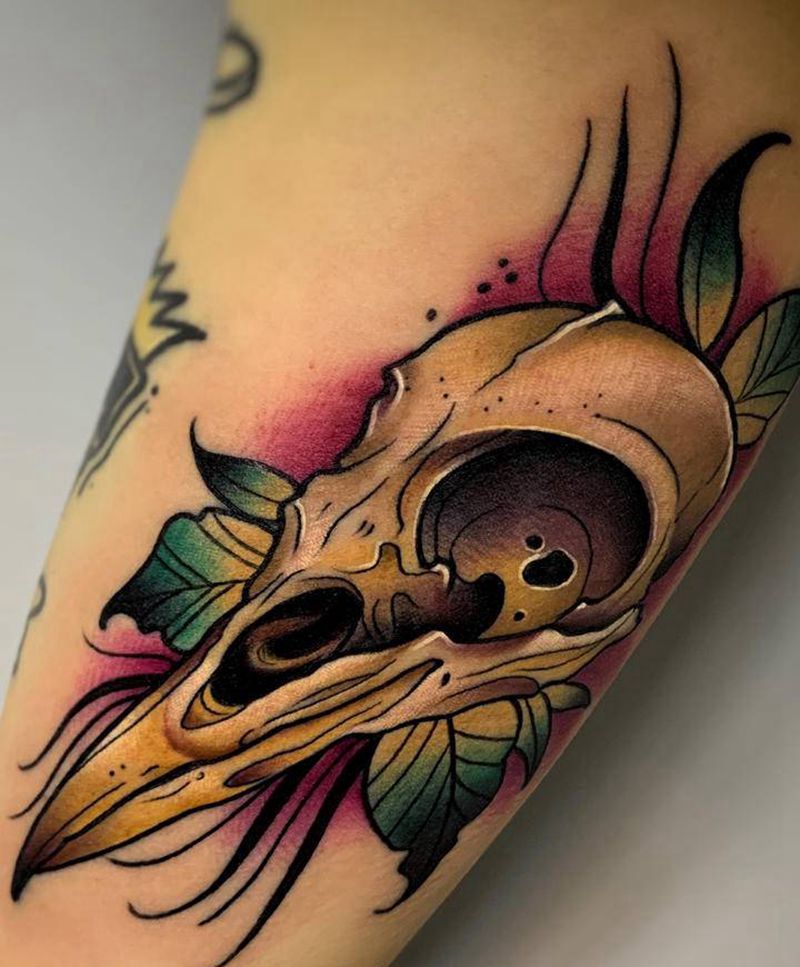 鸟头骨纹身图片_手臂New School鸟头纹身骷髅纹身鸟头骨纹身图案