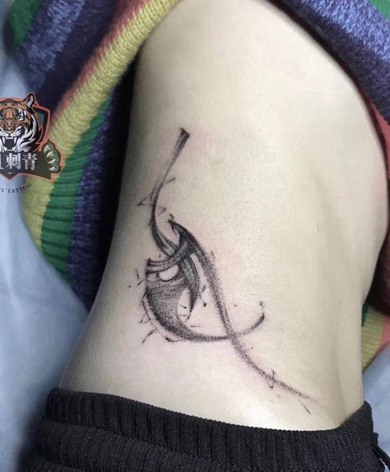 泼墨纹身纹身图片_腰部水墨纹身图案