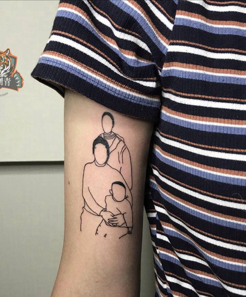 全家福纹身图片_手臂几何纹身图案