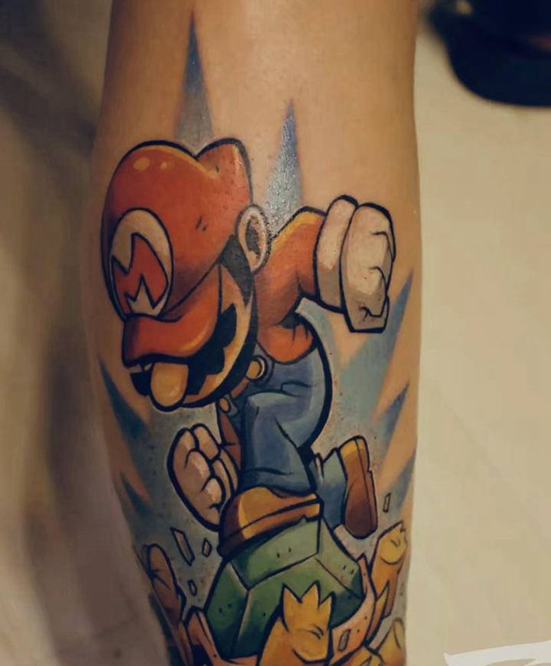 超级玛丽纹身图片_New School纹身图案