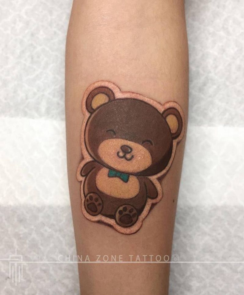 新人 徐睿小作品纹身图片_手臂手部水彩New School熊卡通纹身图案