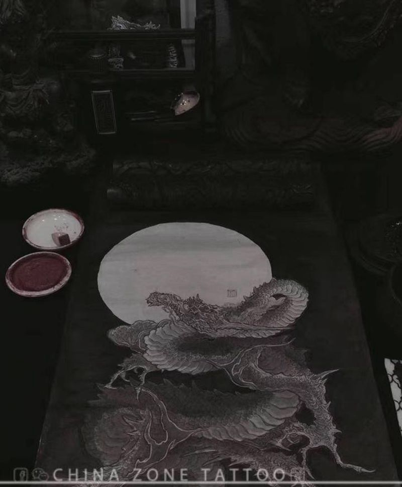 王位绘画作品（已售）纹身图片_新传统水彩纹身图案