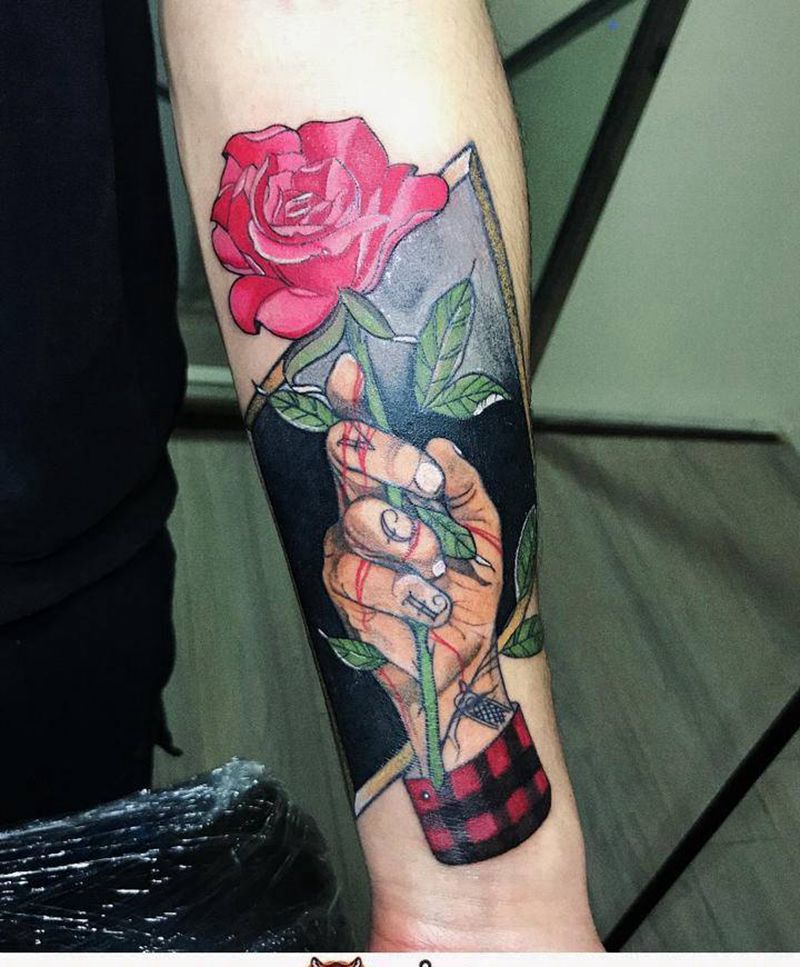 school花手纹身图片_手臂New School手花纹身图案