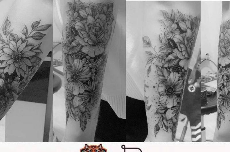 素花包小臂纹身图片_手臂素花纹身图案