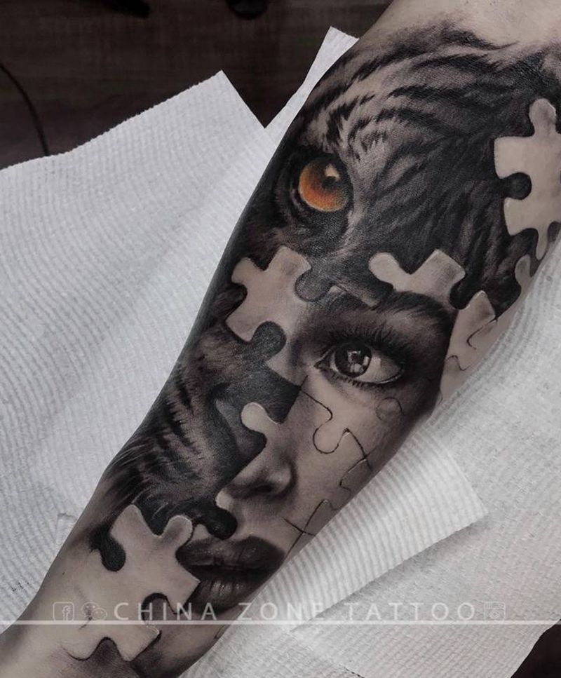 Fiona作品纹身图片_手臂手部欧美写实水墨人物肖像纹身图案