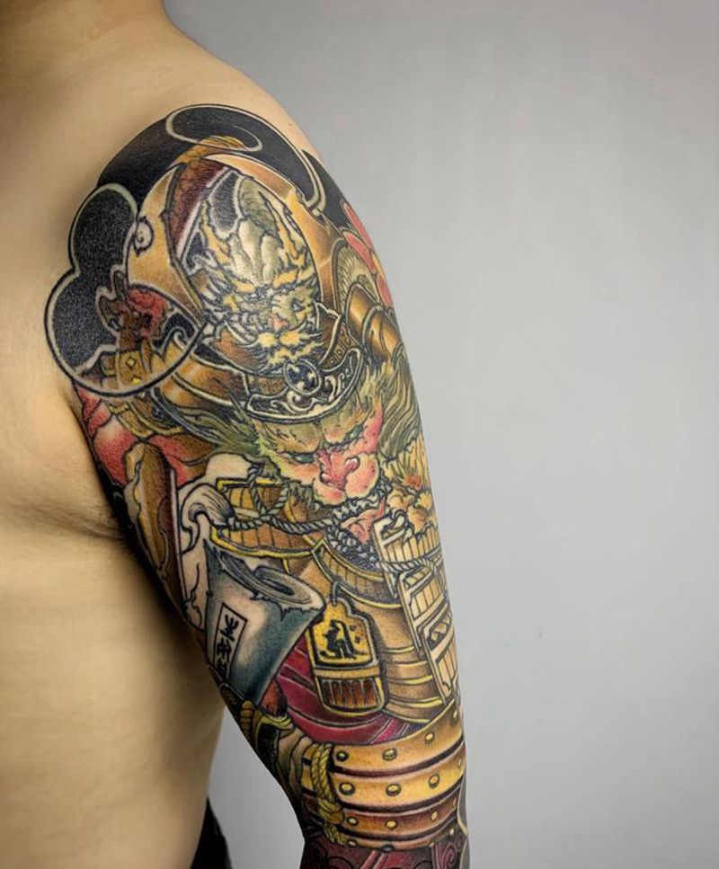 大圣纹身图片_肩部手臂新传统老传统大圣纹身孙悟空西游记纹身图案