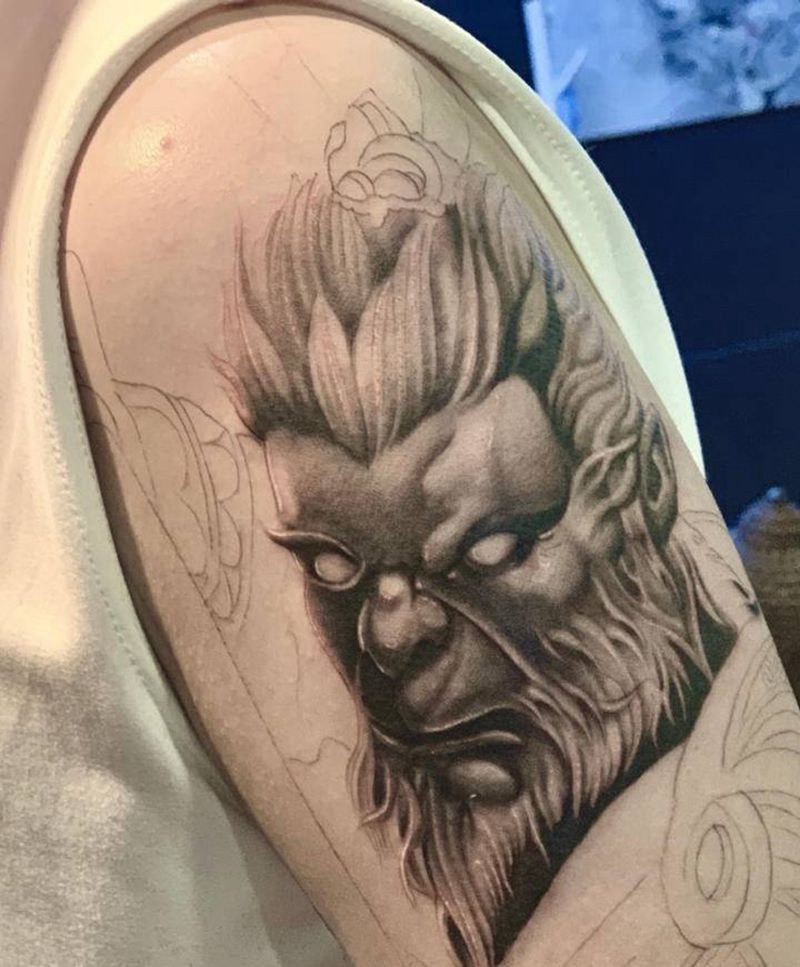 花臂未完成纹身图片_新传统纹身图案