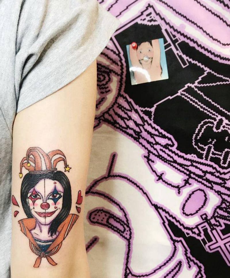 小丑纹身图片_手臂Old SchoolNew School纹身图案