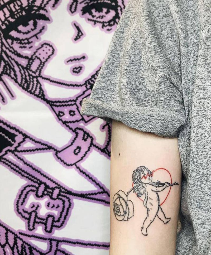 天使纹身图片_手臂清新纹身图案