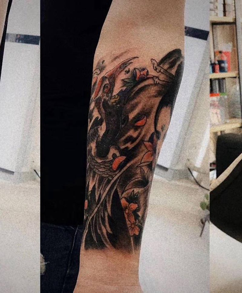 艺妓纹身图片_手臂老传统纹身图案